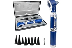Scian Otoscope Oreille Medical Sion Avec LED Léger, 3x Zoom, 8 Pointe Du Miroir Outils De Soins Auriculaires Diagnostiques - Mini Poche Médical Otoscop Set Pour Docteur., Adultes, Pets (Bleu)