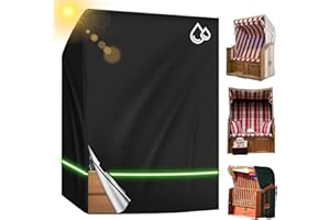 longziming Strandkorb Schutzhülle, Reißfest 210D Oxford Gewebe Abdeckung mit Reißverschluss und Belüftungsöffnungen, Wasserdicht, Winddicht Reißfest und UV-beständig (135x105x175/140cm)