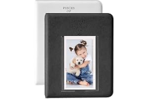 OBERSTER Lot de 2 albums photo 64 pochettes pour Fujifilm Instax Mini 7S, 8, 8+, 9, 25, 50s, 70, 90, 5 x 7,6 cm, compatible avec les photos instantanées, porte-cartes (Blanc + noir)