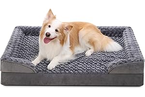 KSIIA Legowisko dla psa, ortopedyczne, obicie podstawy, podłokietniki, zdejmowane, nadaje się do prania, wodoszczelne podszewka, XL Plus, sofa dla psa, kosz dla psa, podwyższone krawędzie