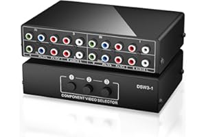 BolAAzuL Commutateur Audio Stéréo 3 Entrées 1 Sortie Switch RCA Audio Sélecteur de AV Composant Vidéo 3 in 1 Out RCA YPbPr Câble RVB Convertisseur 3 Voies pour Jeux Rétro PS2 Wii Xbox Lecteur DVD TV