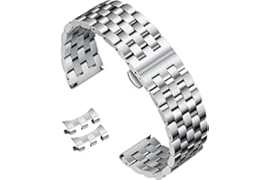 BINLUN Cinturino per Orologio in Acciaio Inossidabile 18mm 19mm 20mm 21mm 22mm 24mm Cinturini di Ricambio in Metallo Per Smartwatches con Estremità Dritte e Curve per Uomo Donna