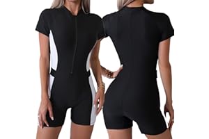 SEAUR Maillots de Surf Femme 1 Pièce UPF 50+ Rashguard Une pièce Demmes Maillot de Bain Femme Manche Longue/Courte Plage Combishort Anti-UV