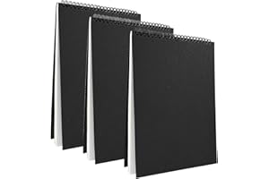 SIMDAO 3 Stück A4 Zeichenheft, Skizzenbuch, Zeichenheft mit Hardcover und Spiralbindung, 90 Seiten, geeignet zum Zeichnen, Skizzen, Bleistift, Stift, Aquarellkunst (Schwarz)