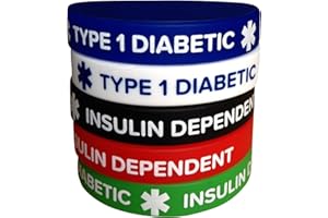 IDMED Highspirit Diabetic Silicone Bracelets Type 1 Insulin Dependent (5 Pack) Adult Size 7.8" Wristband for Men Women