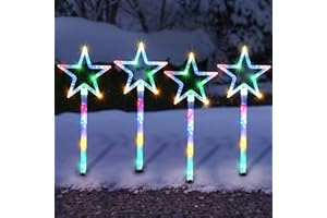 SA Products 4 Pack Star Path Light Set | Battery Operated 60 LED Lights with 8 Modes for Outdoor Fairy Home Decor (Multicolour)