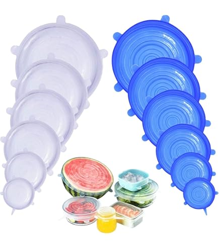 12 Coperchi In Silicone Estensibili - Sigillanti Per Barattoli, Lattine E Tazze