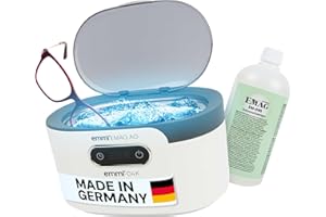 EMAG Emmi-04K Ultraschallreiniger mit Edelstahlwanne – 0,6L Ultraschallgerät für Schmuck, Brillen, Uhren & Dentalinstrumente mit 100ml EM-090 Universalreiniger – 43 kHz Frequenz, 50W Leistung