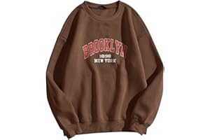 Riou Oversize Pullover Donna Girocollo Larghe: Felpe a Maniche Lunghe Casual con La Stampa della Lettera Autunno Inverno Sweatshirt