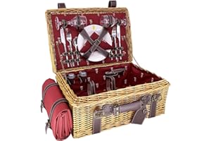 ‎LES JARDINS DE LA COMTESSE Les Jardins de la Comtesse - Picknickkiste aus Weide und Leder, Champs-Elysées Bordeaux – 2 Personen