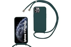 MBSLFY Silicone Mobile Phone Lanyard for iPhone 11 Pro Max, Case with Strap, Silicone Necklace Mobile Phone Case with Removable Cord for Hanging, Shockproof Bumper Mobile Phone Protective Case for