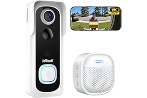 ieGeek Video Doorbell Wireless with Chime - 2K HD Doorbell Camera, Smart Home Security Door Bell Voice Message and Changer, Two-Way Audio, PIR Detection, Easy Installation, Night Vision
