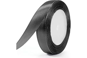 IHASPOKO Ruban Satin, 15mm x 22m Ruban Tissu pour Bricolage Art & Artisanat, Emballage Cadeau, Ballons, Nœuds, Décoration de Mariage (Gris Foncé, Blanc)