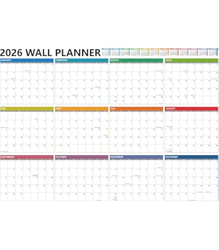 yybng Wandkalender 2026 Jaarkalender - 12-Maanden Groot Planbord,Maandelijkse Wekelijkse Kalender,Voor Thuis Kantoor School Studenten Werkplaats Studieruimte Docenten