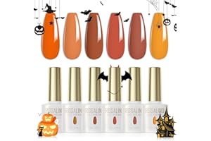 ROSALIND Esmaltes Semipermanentes Anaranjado Marrón Amarillo 6 Colores Kit Pintauñas Semipermanentes Uñas de Gel UV LED Esmaltes en Gel Nail Polish Esmalte Uñas Colores de Otoño
