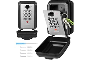 NEWIROVE Caja Seguridad con Código 12 Dígitos para Llaves Exterior - Cajetín Impermeable para Pared, Escuela, Garaje y Oficina, Grigio