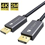 DisplayPort Cable 2m, iVANKY 4K DisplayPort Cable Nylon Braided, 24K Gold-Plated DP Cable supports 4K@60Hz, 2K@165Hz and 2K@144Hz for Gaming Monitor, HDTV, PC and etc - Space Grey
