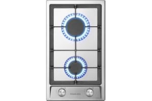 GASLAND GH30SF Placa de Cocina de Gas Butano, Cocina de gas empotrable de acero inoxidable con 2 Fogones, 30 cm, Encimera de gas autónoma, 4200 W, Acero Inoxidable