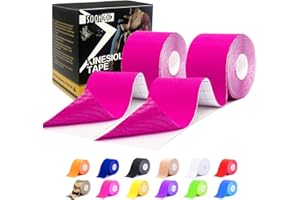 SOONGO Kinesiologie Tape (Stückzahl 1x,2x,5x) 5cm*5m Entlasten Muskelkater und Verstauchung Knie, Handgelenk, Schulter, Knöchel etc. Physiotherapie Elastische Wasserresistent Gute Hypoallergen