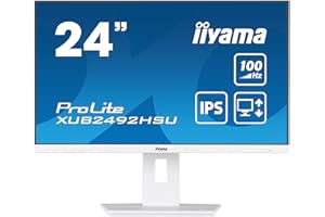iiyama XUB2492HSU-W6 24 inch White IPS LCD slim bezel, 100Hz, 0.4ms (MPRT), FreeSync, 1920x1080,HDMI/DP, 4 x USB Height Adjustable Stand