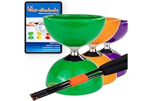 Juggle Dream Carousel Diabolo Juggling Set - Triple Ball Bearing Axle - with Super Glass Handsticks and Online Learning Video - Juggling (Green)