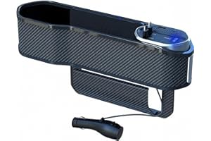 ASVEGE Organizer Auto Porta oggetti per Sedile con Ricarica USB Generale Organizzatore per Auto Portabicchieri per Riporre Tazze Chiavi Portafoglio Supporta la Ricarica Wireless Fibra di Carbonio