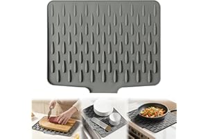 Haokelai Dish Drying Mat, Leak-Proof Worktop Protector Made of Silicone with Effective Water Diversion and Non-Slip Design, Dish Drying Mat Sink for Kitchen Sink
