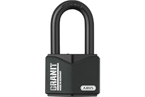 ABUS Kłódka granitowa 37/55HB50 z wysokim pałąkiem - do użytku na zewnątrz - ze specjalnej hartowanej stali - klucz z oświetleniem LED - poziom bezpieczeństwa ABS 10 - czarna