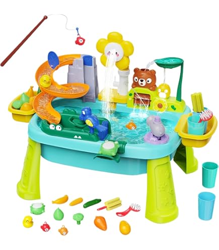 Générique Tables d'eau d'extérieur pour,Ensemble de Jeu de pêche | 4 en 1 Évier de Jeu avec système d'eau Courante et Pompe - Jeu d'été pour 4-8 Ans Générique Tables d'eau d'extérieur pour,Ensemble de Jeu de pêche | 4 en 1 Évier de Jeu avec système d'eau Courante et Pompe - Jeu d'été pour 4-8 Ans