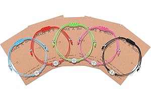 Milacolato 5 Bracciale BFF Braccialetti Amicizia Kidult Donna Ragazze, Fatto a Mano Girasole Croce Bussola Ojo Turco Braccialetti Regolabile Regalo Migliore Amica Gioielli con Carta dei Desideri
