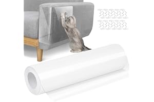 Domkan Protezione Divano Graffi Gatto, 20cm x 3m Proteggi Divano Gatti Graffi, Pellicola Antigraffio Gatto Porta con 20 Viti, Antigraffio Gatto Divano Adesivo per Divano Pareti Porta Mobili
