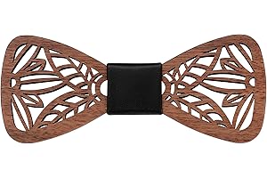 Mr.Van Vintage Noeud Papillon en Bois de Dentelle Délicate Fait Main 12 * 5cm,Allure Chic,Taille Réglable,Mariage Soirée Busines