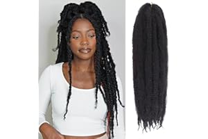 Kachanaa 24 Inch Marley Twist Hair for Senagalese Twists 8 Packs Pre Fluffed Afro Kinky Curly Hair Extensions for Jumbo Twist Marley Braids /1B#
