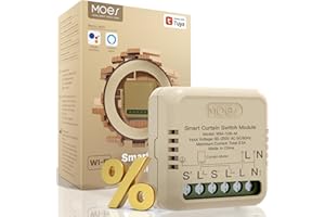MOES Tuya WiFi Alexa Smart Interruptor de persiana Módulo, para persianas, temporizador, interruptor para motor de persiana, compatible con Alexa Google Assistant, MOES/Tuya/Smart Life App