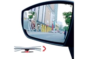 Ampper Rectangular Blind Spot Mirror, HD Glass Frameless Stick on Adjustabe Convex Wide Angle Rear View Mirror for Car Blind Spot, Pack of 2
