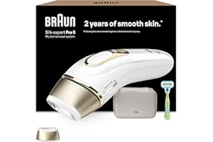 Braun IPL Silk-Expert Pro 5, at Home Hair Removal Alternative for Laser Hair Removal, Includes Pouch and Venus Razor, 2 Years of Smooth Skin, Gift for Women, White/Gold, PL5052