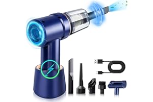 CARSEATTY Compressed Air Cleaner for PC, 3-in-1 Electric Air Duster Rechargeable Cordless Vacuum Cleaner with Keyboard Cleaner Kit for Laptop, Electronics, Home Cleaning (G38A-1-Blue)