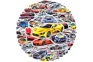 QAXROCYN Sports Car Stickers for Kids Teens Boys Girls, Vinyl Waterproof Stickers for Computer Laptop Flasks Water Bottle Cup Bike Phone Helmet Tablet Car Bumper, Trendy Car Decals Pack[Racing Car-102Pcs]
