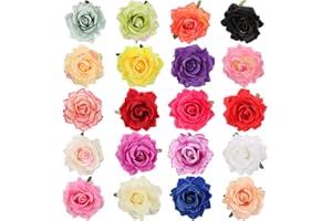 bluesees Rose Flower Hair Clips, 20pcs Women Flower Hair Accessories Wedding Artificial Hair Flower Clip Buttonhole Corsage Brooch Pins Accessories for Lady Girl Bridal