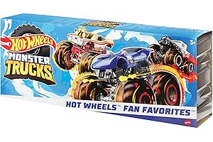 HOT WHEELS TOTAL Hot Wheels Coffret Monster Trucks de 3 véhicules à l’échelle 1/64 avec Shark Wreak, Piran-ahh et Mega Wrex, Jouet Enfant, Dès 3 ans, HNT78