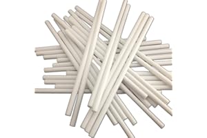 CANDY RUSH 50 150mm (6") White Plastic Lollipop Sticks - Packed by The CandyRushTM Charity - Hollow Stick for Crafts Cake Pops Lollipops