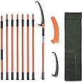 VEVOR Manual Pole Saw, 7.3-27 ft Extendable Tree Pruner, Sharp Steel Blade High Branches Trimming, Manual Branch Trimmer with Lightweight 8 Fiberglass Handles, for Pruning Palms and Shrubs