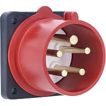 SIROX CEE-Anbaudose IP44, 5-polig 400V, 16A – Gerade Steckdose Mit Flansch 70x70 Mm