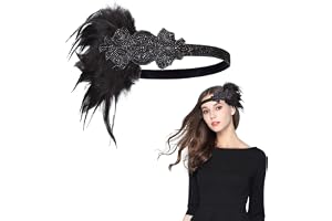 MIVAIUN 20-talet Gatsby Flapper Headband, Charleston med fjäder 20-talet Gatsby, 1920s huvudbonad tillbehör, 20-tals Vintage Tema Party hårband för kvinnor (1 st)