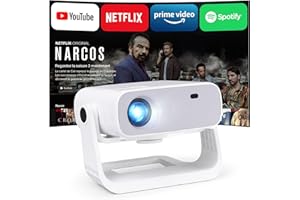 Wielio 269E Smart Projector Built-in Apps, 28,000 Lumens High Brightness, Native 1080P 4K Supported, WiFi 6 & Bluetooth 5.2, Low Fan Noise (<28dB),Bedroom Projector for iOS/Android/PS5