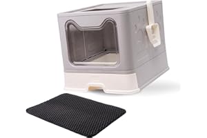 Wildy Pets – arenero Cubierto para Gatos con Pala y Alfombra, Caja de Arena Cerrada Antiodor, facil de Limpiar, caixa de areia para Mueble arenero Gato Grande