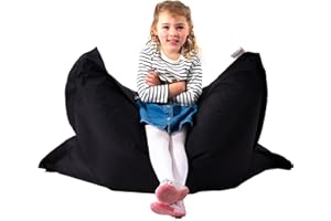MaxiBean Large Bean Bag Chair for Kids and Children - Gaming BeanBag Cushion with Filling Beans Included, Perfect for Living Room, Bedroom, Garden Room, and Outdoor Use Weather Resistant - Black
