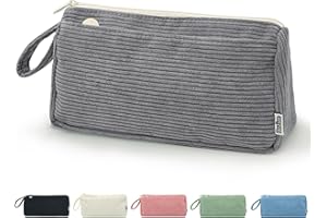 Boziee Federmäppchen Mäppchen Cord-Stoff Mädchen Teenager Stiftetasche Federtasche Pencil Case Schulmäppchen für Schule | Büro (Grau)
