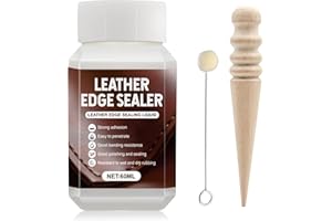 WEILAOK Leder Versiegelung, Lederkantenversiegler Lederkantenfarbe, Leather Burnishing Tool Kantenanleim für Ledergeldbörsen, Taschen, Schuhe und Andere Lederwaren, 60 ML