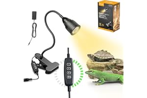 Honpal LED Reptile Heat Lamp 5W UVB & UVA Light for Tortoise Basking Spotlight for Aquarium with Dimmer, Timer and 360°Adjustable Holder, Perfect for Amphibian Reptile, Lizard, Chameleon